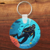 Aangepaste naam Scuba Diver Sleutelhanger (Achterkant)