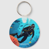 Aangepaste naam Scuba Diver Sleutelhanger (Achterkant)