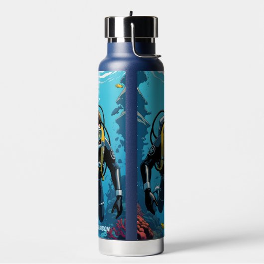 Aangepaste naam Scuba Diver Waterfles (Links)