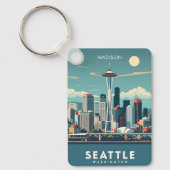 Aangepaste naam Seattle Washington Sleutelhanger (Voorkant)