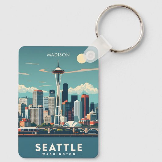 Aangepaste naam Seattle Washington Sleutelhanger (Achterkant)