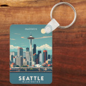 Aangepaste naam Seattle Washington Sleutelhanger (Achterkant)