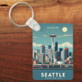 Aangepaste naam Seattle Washington Sleutelhanger (Voorkant)