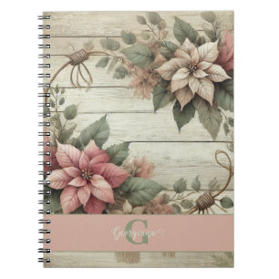 Aangepaste naam Shabby Chic Pastel Poinsettias Gar Notitieboek