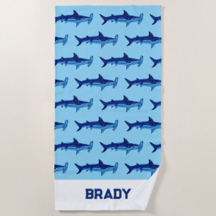 Aangepaste naam Shark Waterverf Painting Pattern Strandlaken