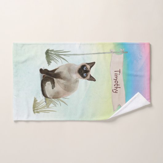 Aangepaste naam Siamese Cat Pet Bad Handdoek (Handdoek)