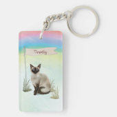 Aangepaste naam Siamese Cat Pet Sleutelhanger (achterkant)