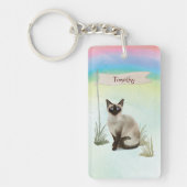 Aangepaste naam Siamese Cat Pet Sleutelhanger (Voorkant)