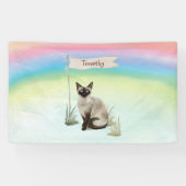 Aangepaste naam Siamese Cat Pet Spandoek (Horizontaal)