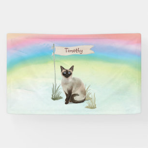 Aangepaste naam Siamese Cat Pet Spandoek