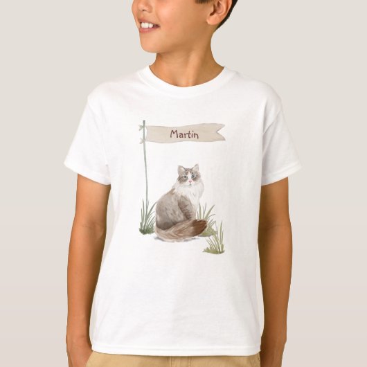 Aangepaste naam Siberian Cat Pet T-shirt (Voorkant)