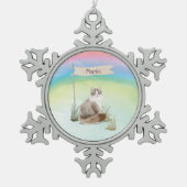 Aangepaste naam Siberian Cat Pet Tin Sneeuwvlok Ornament (Voorkant)