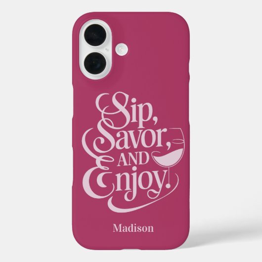 Aangepaste naam Sip, Geniet van wijn Case-Mate iPhone Case (Achterkant)