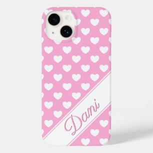 Aangepaste naam Sjabloon, crèmeroze en wit Case-Mate iPhone 14 Hoesje