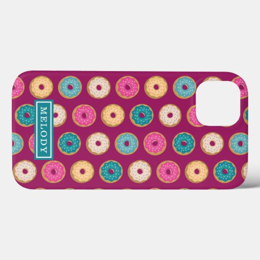 Aangepaste naam Sjabloon Paarse Doughnut Pattern Case-Mate iPhone Case (Achterkant (horizontaal))