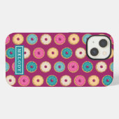 Aangepaste naam Sjabloon Paarse Doughnut Pattern iPhone Hoesje (Achterkant horizontaal)