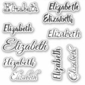 Aangepaste naam sjabloon zwart mooi schrift sticker (Voorkant)