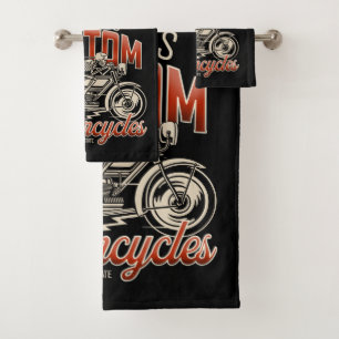 Aangepaste naam Skeleton Motorcycle Winkelen Bad Handdoek
