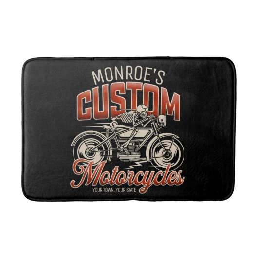 Aangepaste naam Skeleton Motorcycle Winkelen Badmat (Voorkant)