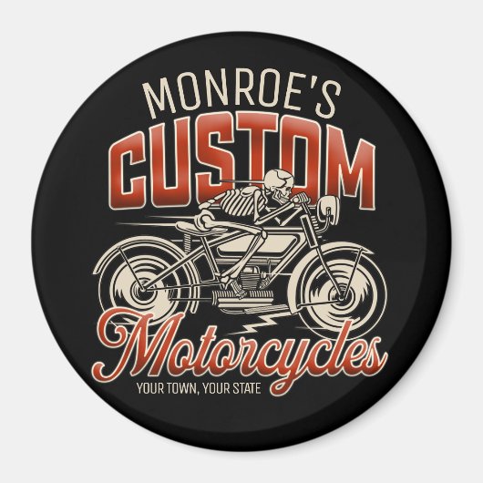 Aangepaste naam Skeleton Motorcycle Winkelen Magneet (Voorkant)