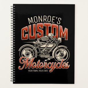Aangepaste naam Skeleton Motorcycle Winkelen Planner