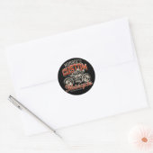 Aangepaste naam Skeleton Motorcycle Winkelen Ronde Sticker (Envelop)