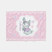 Aangepaste naam Sleeping Bunny in roze en paars Fleece Deken (Voorkant (Horizontaal))