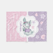 Aangepaste naam Sleeping Bunny in roze en paars Fleece Deken (Voorkant (Horizontaal))
