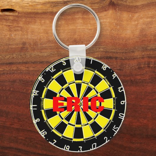 Aangepaste naam sleutelhanger met dartbord ontwerp (Voorkant)