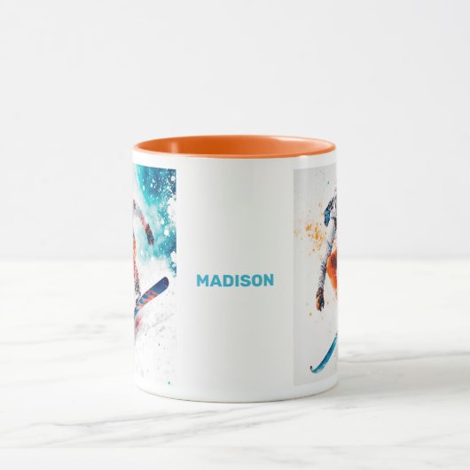 Aangepaste naam Snowboarder Illustratie Mok (Midden)