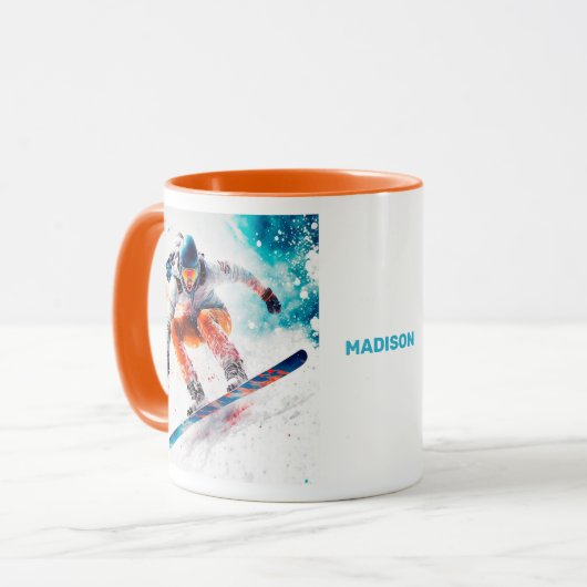 Aangepaste naam Snowboarder Illustratie Mok (Voorkant links)