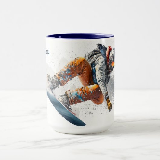 Aangepaste naam Snowboarder Illustratie Mok (Midden)