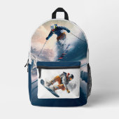 Aangepaste naam Snowboarding Bedrukte Rugzak (Voorkant)