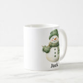 Aangepaste naam Snowman Green Pet Koffiemok (Voorkant rechts)