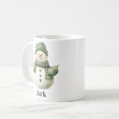Aangepaste naam Snowman Green Pet Koffiemok (Voorkant links)