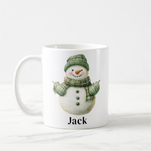 Aangepaste naam Snowman Green Pet Koffiemok