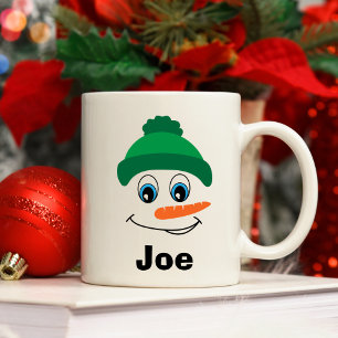 Aangepaste Naam Snowman Green Pet Koffiemok