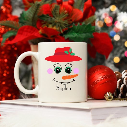 Aangepaste naam Snowman Red Pet Koffiemok