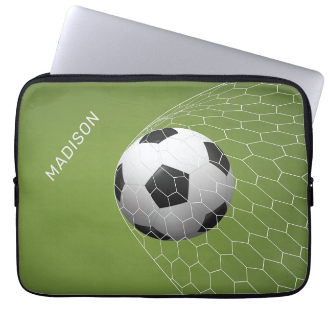 Aangepaste naam Soccer-doel laptophoezen Laptop Sleeve (Voorkant)
