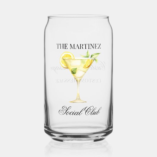 Aangepaste naam Social Club Lemon Cocktail Blikvorm Glas (Voorkant)