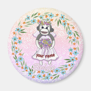 Aangepaste naam Sock Monkey Bride Magneet