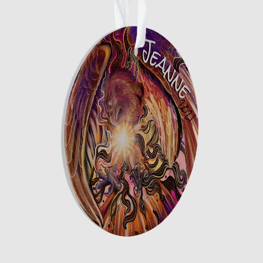 Aangepaste naam Solar Burst Hawk Ornament (voorkant)