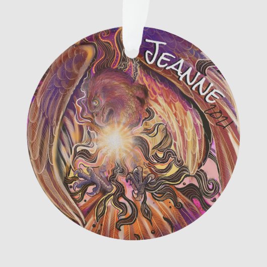Aangepaste naam Solar Burst Hawk Ornament (voorkant)