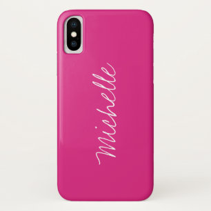 Aangepaste naam Solid Magenta Roze iPhone X Hoesje