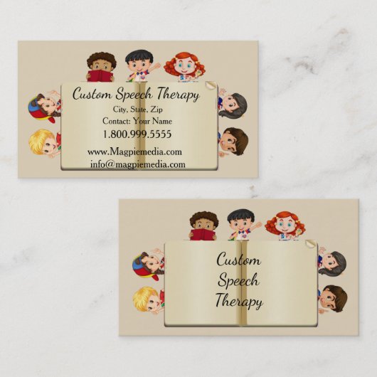Aangepaste naam Speech Therapy Kinder Cartoon Visitekaartje (Voorkant / Achterkant)