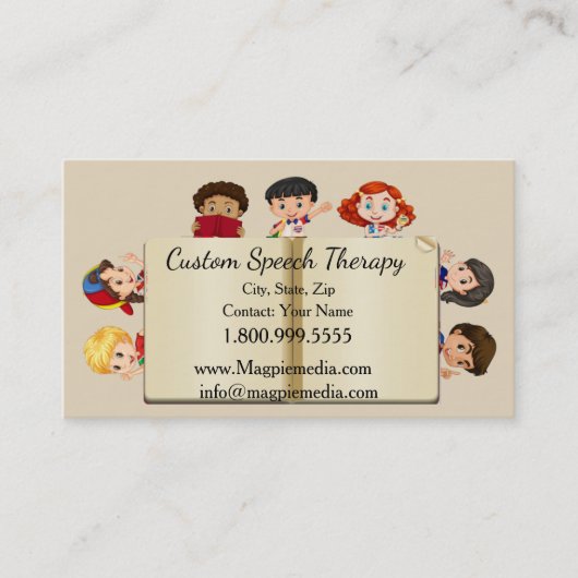 Aangepaste naam Speech Therapy Kinder Cartoon Visitekaartje (Voorkant)