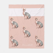 Aangepaste naam Sphynx kattehaarloos kattenpatroon Fleece Deken (Voorkant)