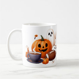 Aangepaste naam spooky Halloween ghost, football Koffiemok