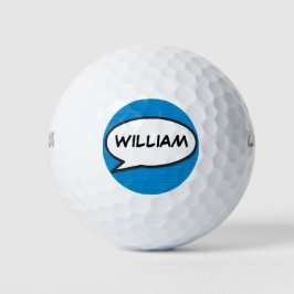 Aangepaste naam Spraak Bubble Leuk Stripboek Golfballen