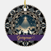 Aangepaste naam Star of Wonder Nativity Dot Mandal Keramisch Ornament (Achterkant)